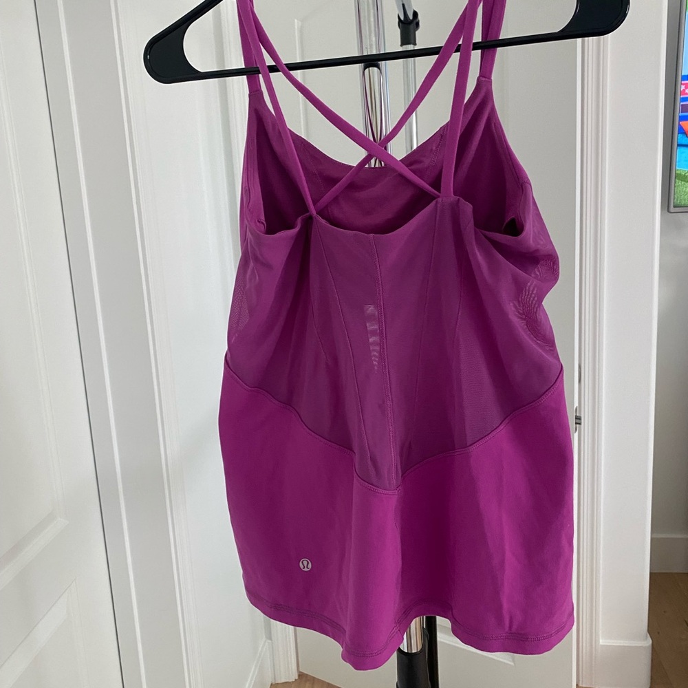 Hot pink Strappy Athletic Tank with Built in Bra